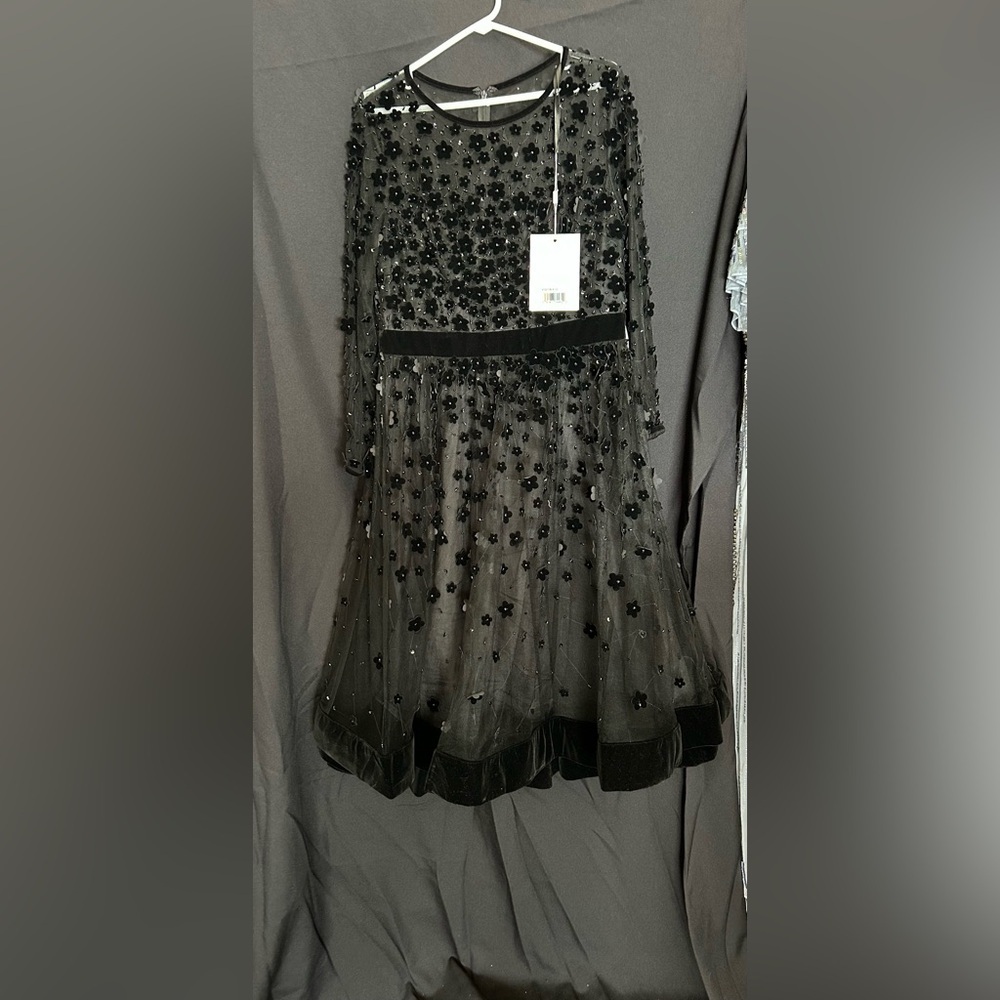 Mac Duggal 67007 NWT Black EMBELLISHED ILLUSION HIGH NECK LONG SLEEVE FIT & … - Picture 4 of 15
